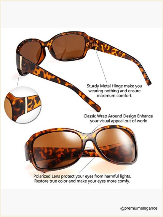 Polarized Oversized Rectangle Wrap Sunglasses UV400 Protection main image 4